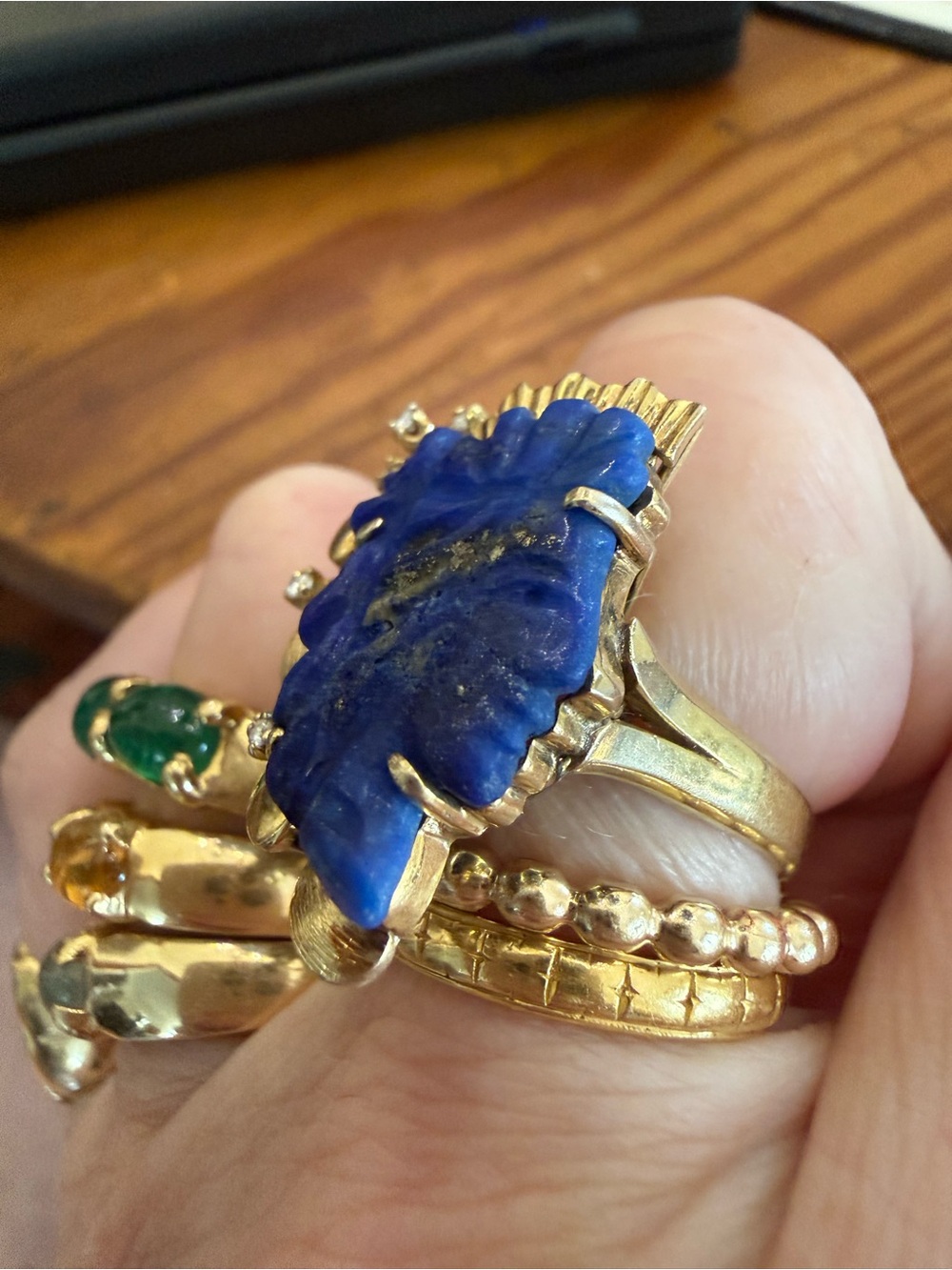 Vintage “Lady Liberty” Lapis Lazuli + Diamond 14k Ring 🇺🇸 - Picture 10 of 12